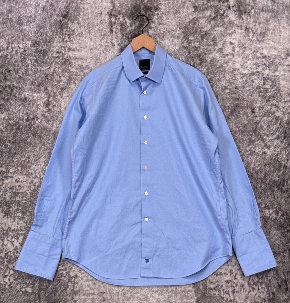 David Donahue Dress Shirt 17 Mens Trim Fit Long Sleeve Luxury Button Down